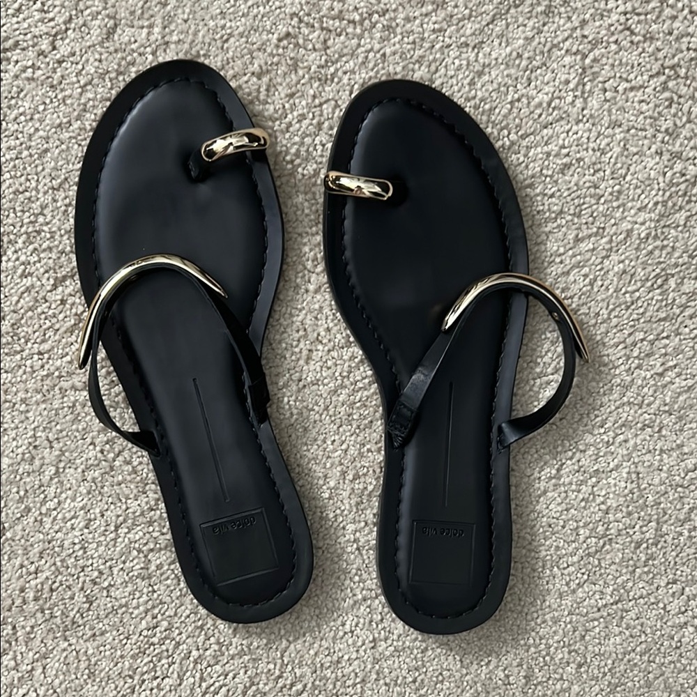 Dolce Vita Black Sandals with Gold Accents